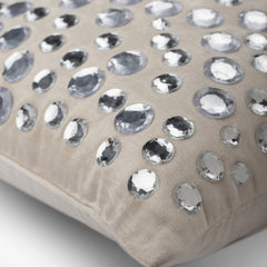 Crystal Moonstone - Ecru Velvet Throw Pillow Cover