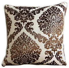 Damask Brown - Brown Burnout Velvet Decorative Euro Sham