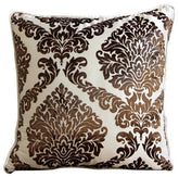 Damask Brown - Brown Burnout Velvet Decorative Euro Sham