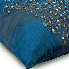 Damask Royal Blue - Royal Blue Art Silk Decorative Euro Sham