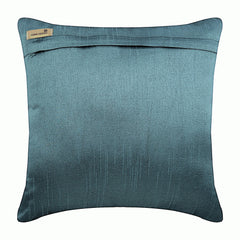 Dancing Peacock - Blue Art Silk Decorative Euro Sham