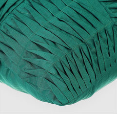 Dark Green Pintuck Block - Dark Green Cotton Linen Throw Pillow Cover