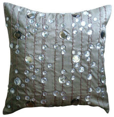 Diamond Strings - Gray Art Silk Decorative Euro Sham