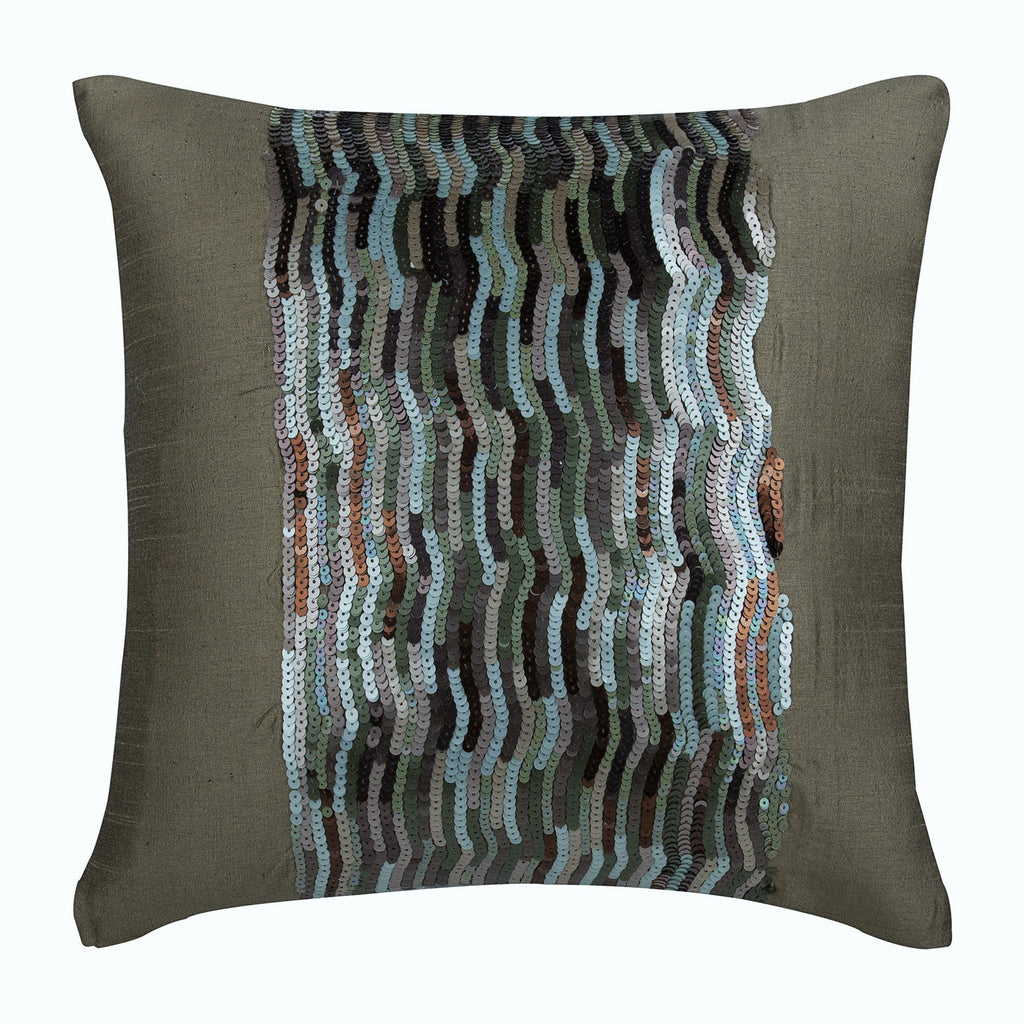 Streaks Of Color - Dark Chocolate Brown Art Silk Throw Pillow Cover