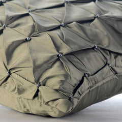 Earthy Texture - Green Taffeta Throw Pillow Cover