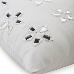 Floral Lake - White Cotton Canvas Decorative Euro Sham
