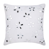 Floral Lake - White Cotton Canvas Decorative Euro Sham