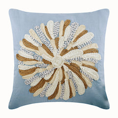 Flower Bud - Light Blue Cotton Linen Decorative Euro Sham