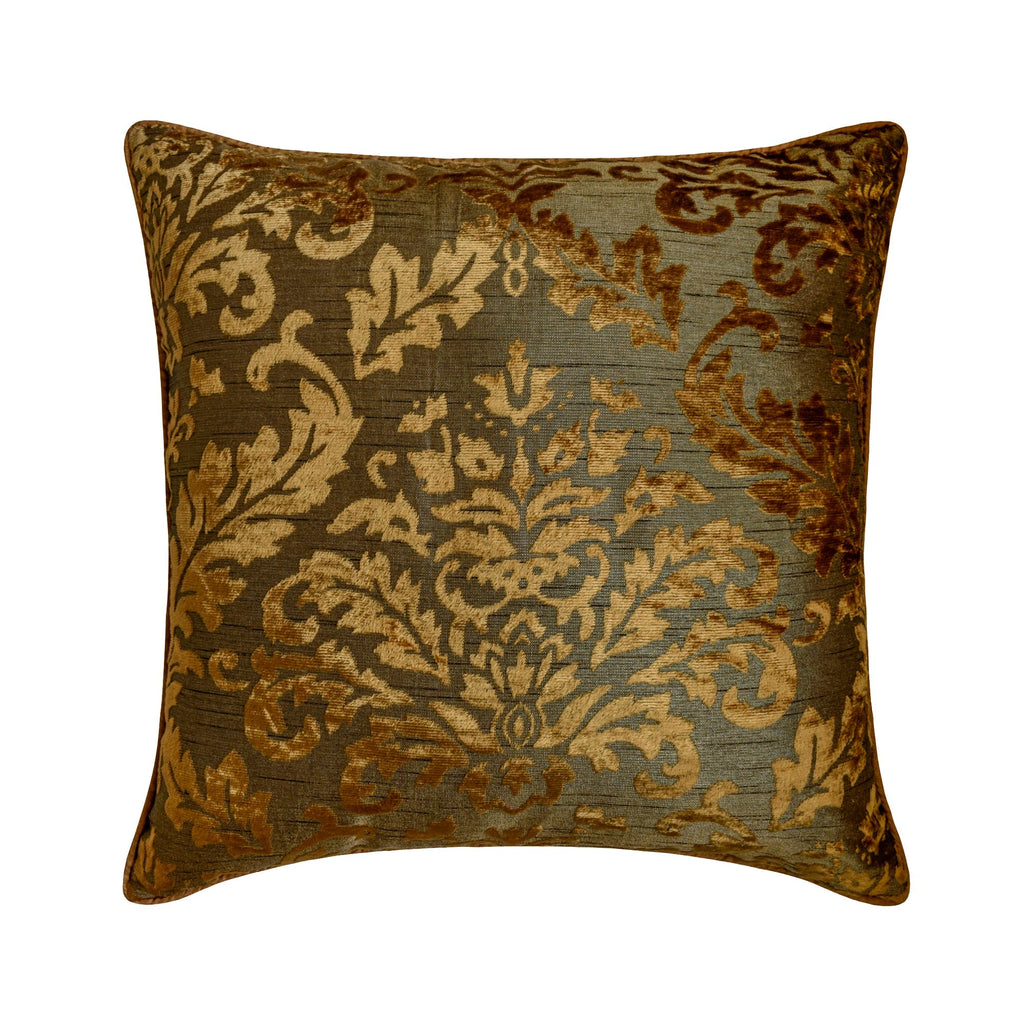 Cayenne Red Damask - Cayenne Red Burnout Velvet Throw Pillow Cover