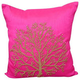 Tree Of Life - Green Art Silk Decorative Euro Sham