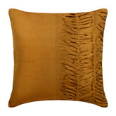Gold Brown Pleats Silk Throw Pillow Cover