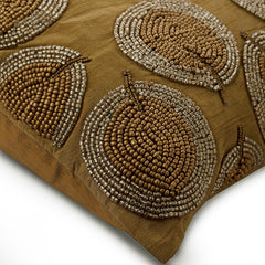 Gold Round Leaves - Gold Silk Decorative Euro Sham