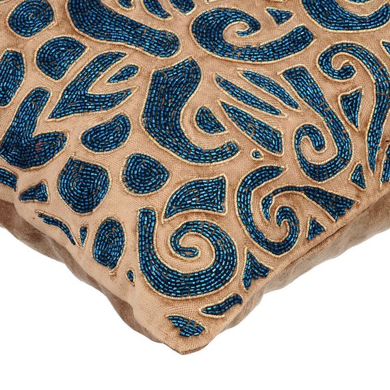 Gold Sapphires - Gold Velvet Throw Pillow Cover