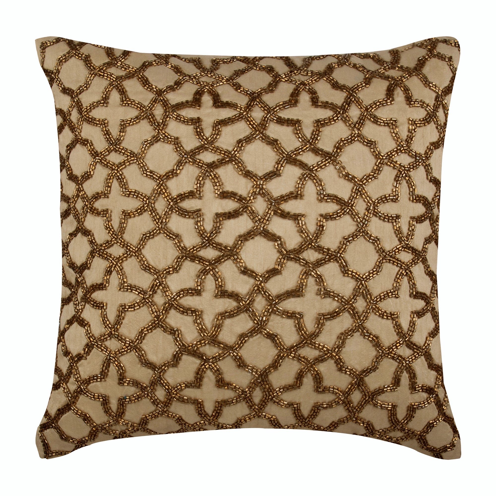 Gold Trellis Beaded Decorative Euro Sham