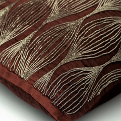 Golden Sitar - Rust Velvet Throw Pillow Cover