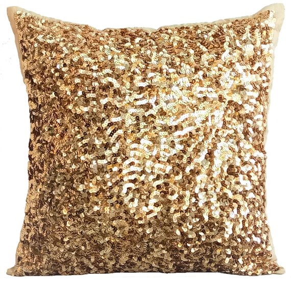 Golden Sparkle Sequins Throw Pillow Cover