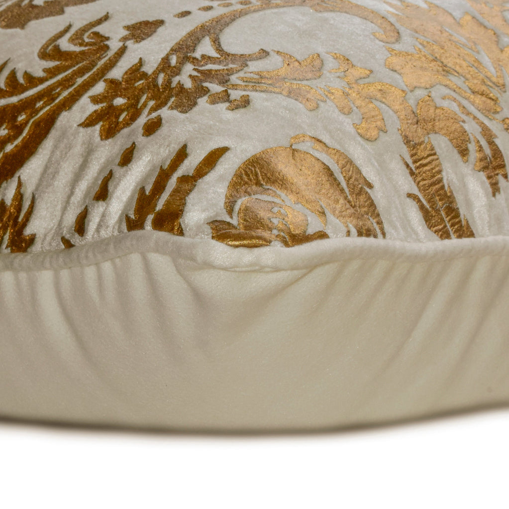 Gold Festive - White Velvet Throw Pillow Cover
