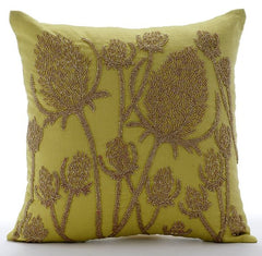 Greentini - Green Cotton Linen Decorative Euro Sham