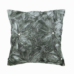 Grey Floral Robe Silk Decorative Euro Sham