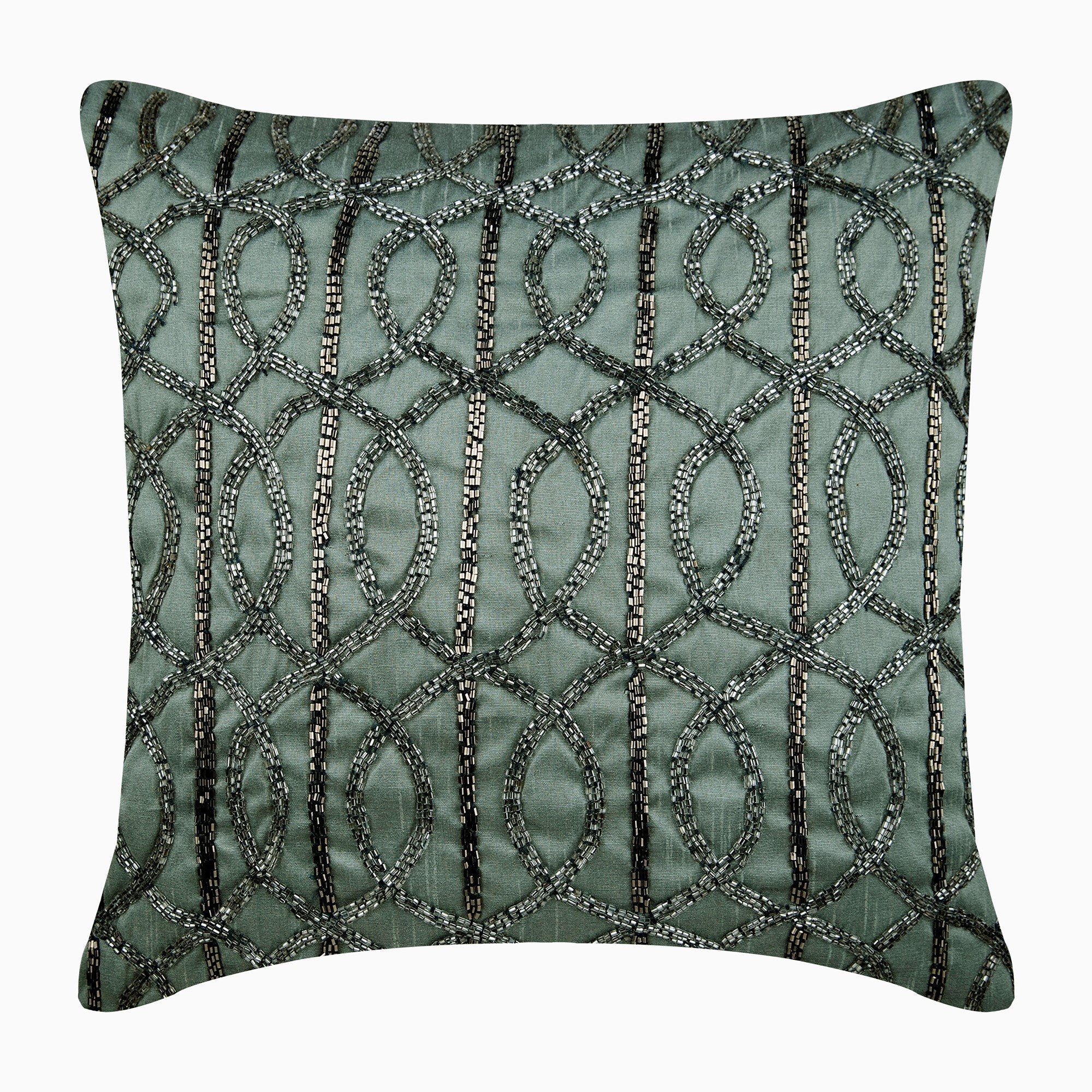 Grey N Silver Beaded Decorative Euro Sham