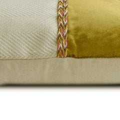 Jute Chartreuse Suit - Green & Beige Jute & Velvet Throw Cushion Cover