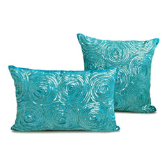 All Eyes on Aqua - Blue Silk Lumbar Cushion Cover