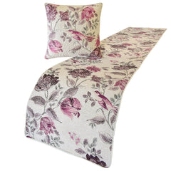 Vintage Birdie - Cotton Pink Decorative Bed Runner and Cushion Cover