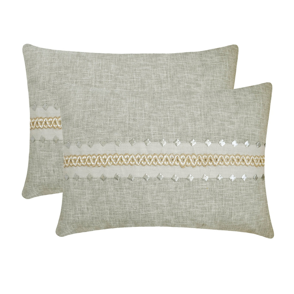 Terra Grey - Grey Jute & Linen Lumbar Pillow Cover