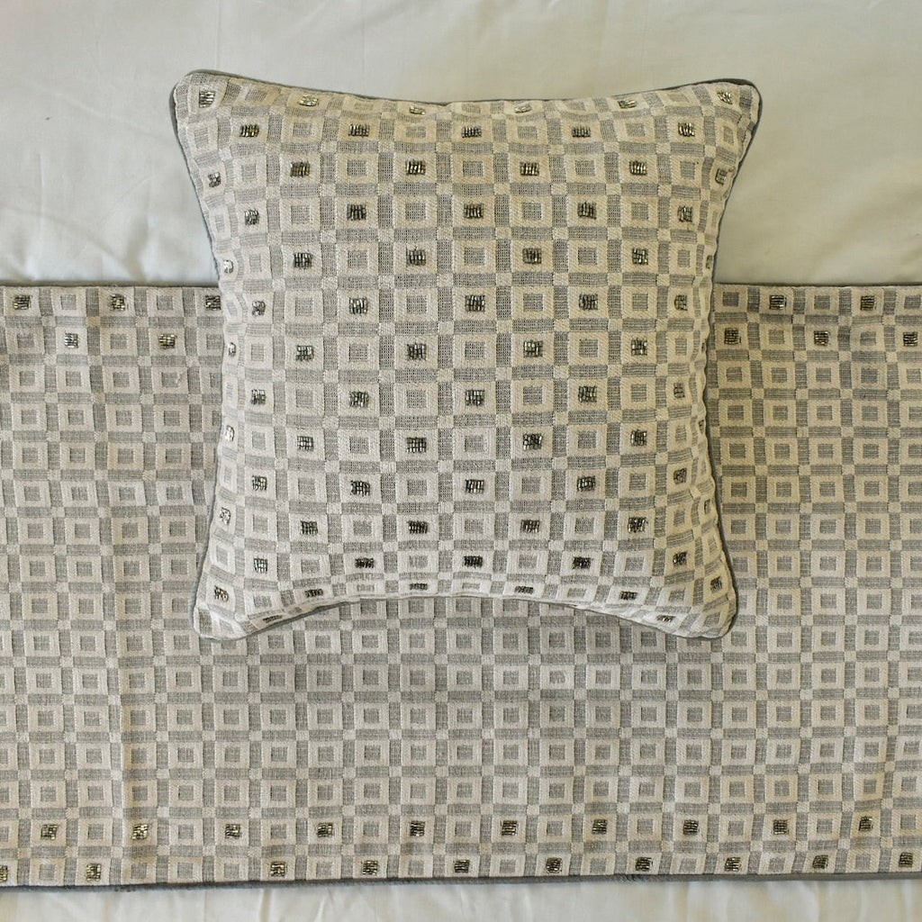 The Brick Effect - Velvet Grey Decorative Bed Runner and Cushion Cover
