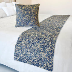 Farzeen Blue Decorative Bed Runner and Cushion Cover