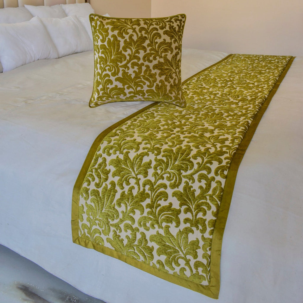 Chartreuse Charm Decorative Bed Runner and Cushion Cover