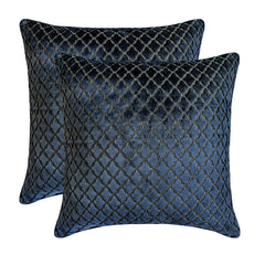 Geolattice Navy - Navy Blue Velvet Throw Cushion Cover