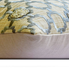 Angular Harmony - Grey & Beige Linen Lumbar Cushion Cover