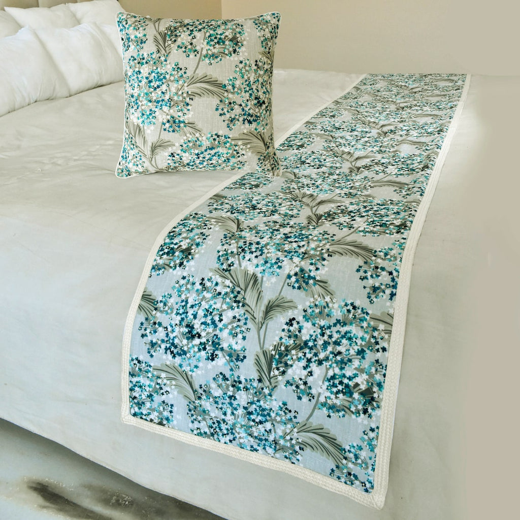 Blue Star Fauna - Cotton Blue Decorative Bed Runner and Cushion Cover