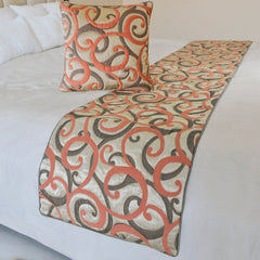 Scroll Cascade Decorative Bed Runner and Cushion Cover