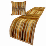 Streamlined - Velvet Gold & Brown Decorative Bed Runner and Cushion Cover
