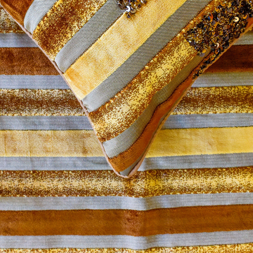 Streamlined - Velvet Gold & Brown Decorative Bed Runner and Cushion Cover