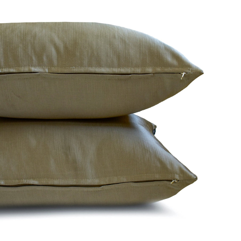 Taupe Gray Slub Satin - Taupe Satin Throw Pillow Cover