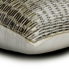 Silver Luminance - Silver Art Silk Lumbar Cushion Cover