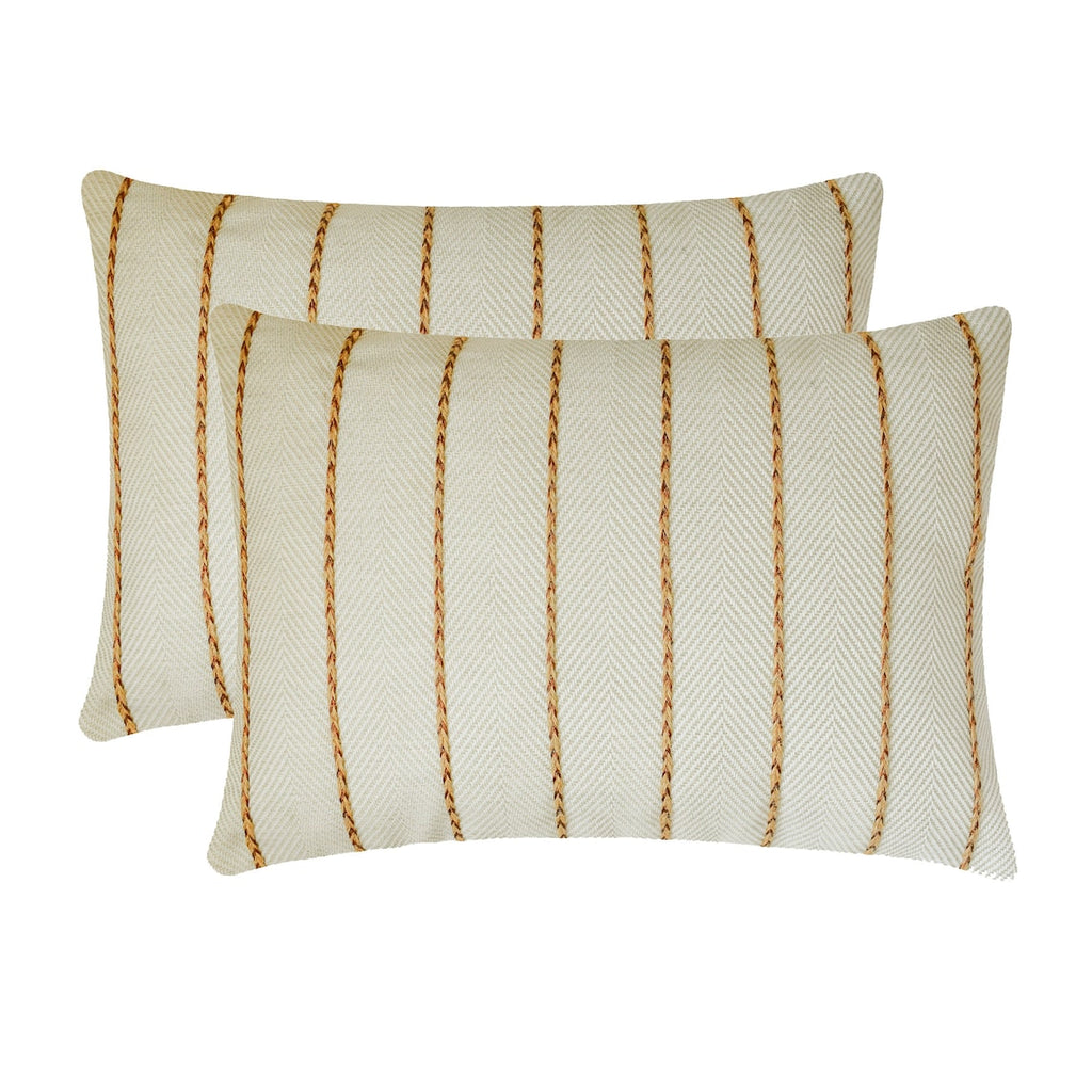 Chevron Strike - Beige Jute Lumbar Cushion Cover