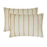 Chevron Strike - Beige Jute Lumbar Cushion Cover