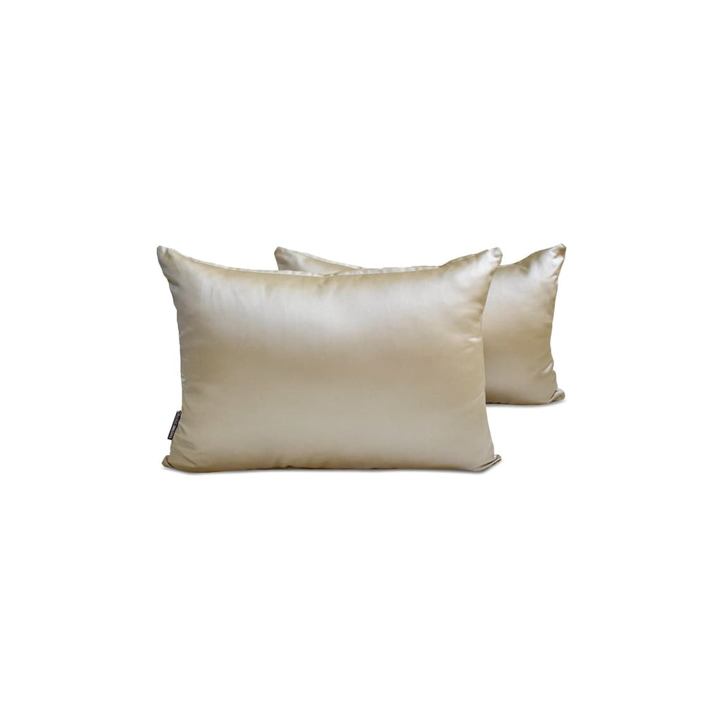 Champagne Slub Satin Lumbar Pillow Cover