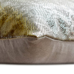 Serpentine Metallica - Silver & Gray Faux Leather Throw Cushion Cover