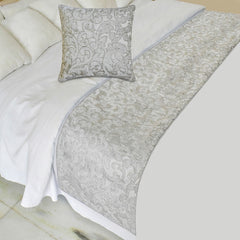 Ethereal Silver Decorative Bed Runner and Cushion Cover