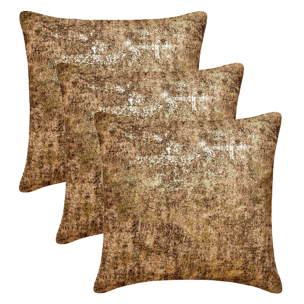 Brown Gilded Glamour - Brown & Gold Suede Throw Cushion Cover