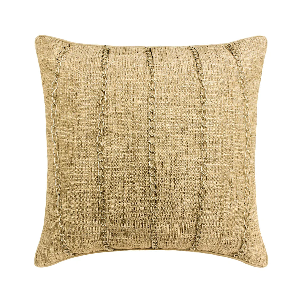Chain Reaction - Grey Jute Throw Pillow Cover