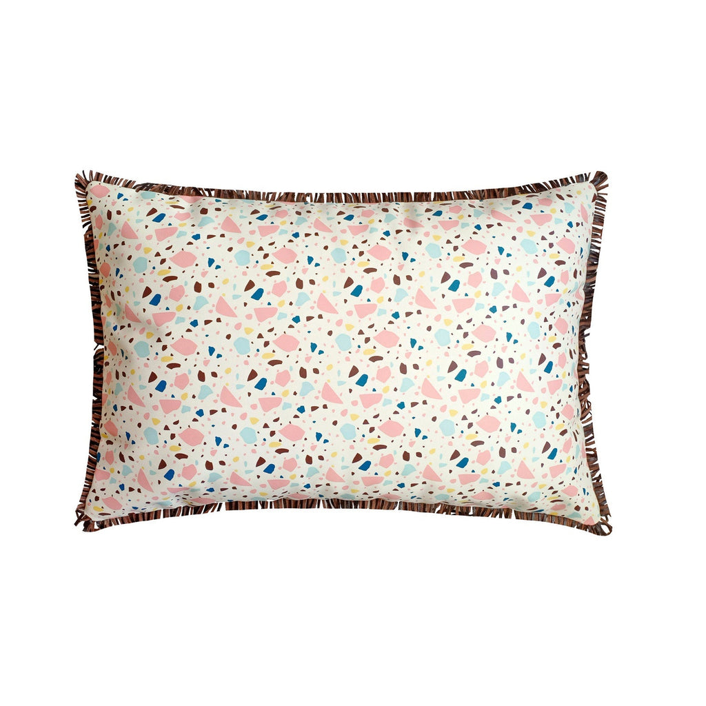 Terrazo Fun Grey - Grey Faux Leather Lumbar Pillow Cover