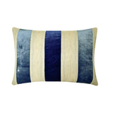 Swathe Teal - Blue Velvet & Linen Lumbar Pillow Cover