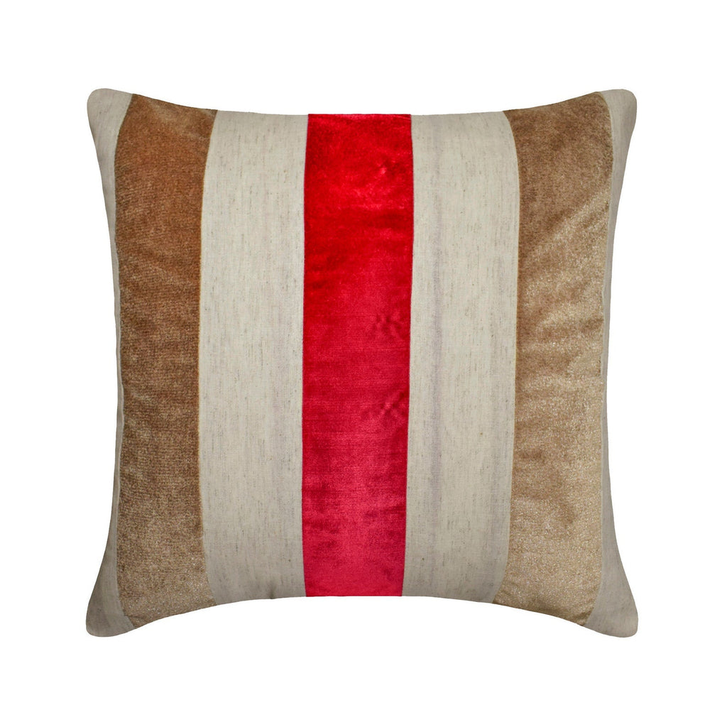Velvet Band Gold - Gold Velvet & Linen Throw Cushion Cover