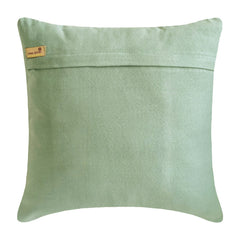 Mint Fresh - Mint Green & Grey Jute & Faux Leather Throw Cushion Cover